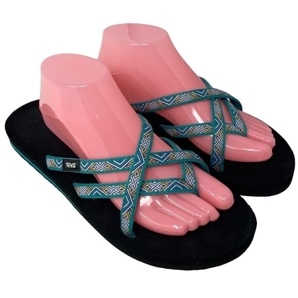 Teva Mush Women's Size 11 Turquoise Blue S/N 6840B Cross Strap Sandals - Picture 5 of 10